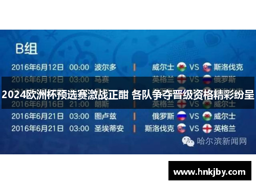 2024欧洲杯预选赛激战正酣 各队争夺晋级资格精彩纷呈